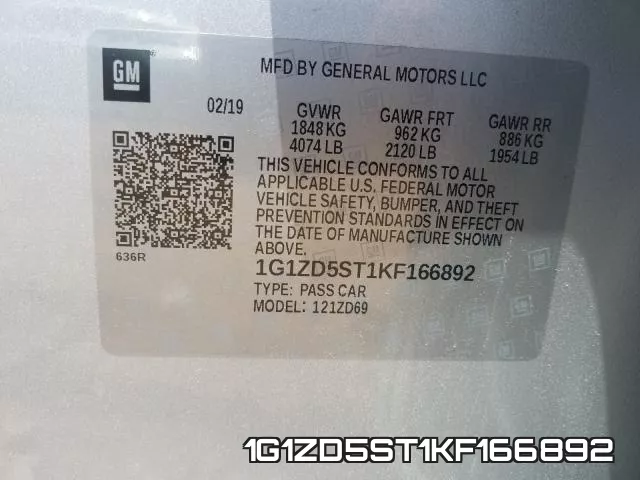 1G1ZD5ST1KF166892 фото 2