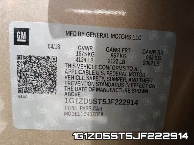 1G1ZD5ST5JF222914 фото 2