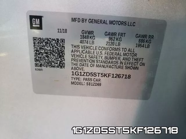 1G1ZD5ST5KF126718 фото 2