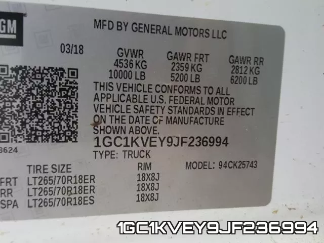1GC1KVEY9JF236994 фото 2