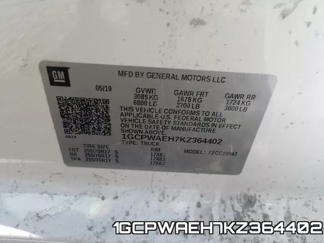 1GCPWAEH7KZ364402 фото 2