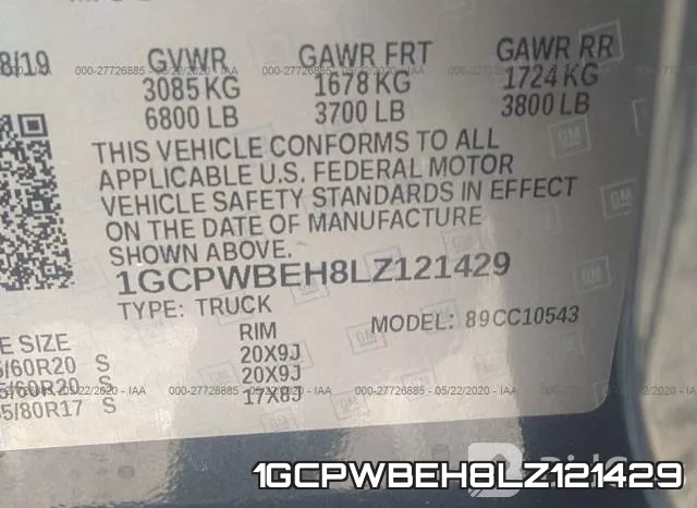 1GCPWBEH8LZ121429 фото 10