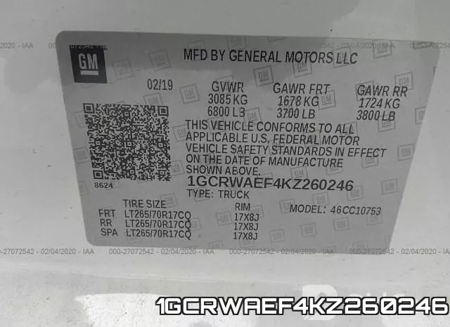 1GCRWAEF4KZ260246 фото 10