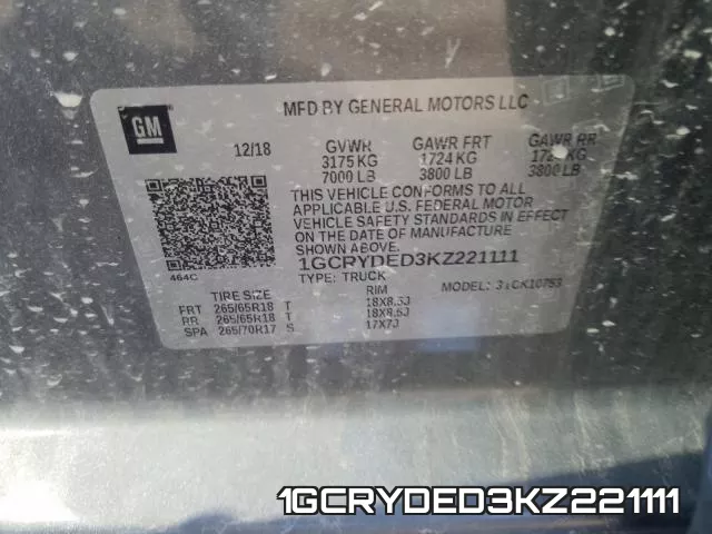 1GCRYDED3KZ221111 фото 2
