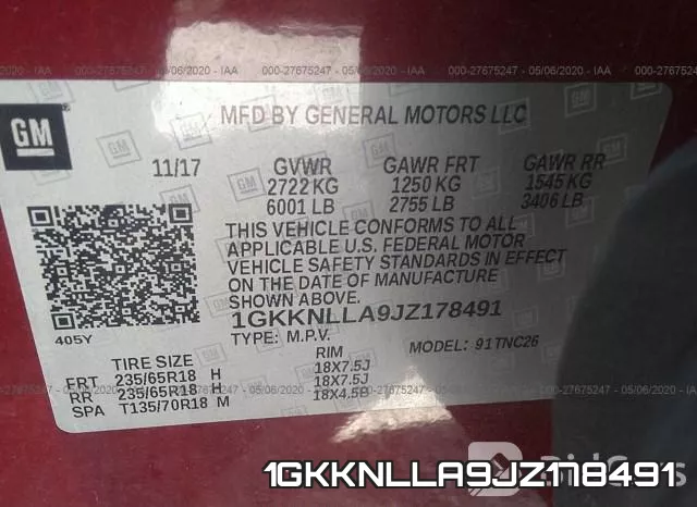 1GKKNLLA9JZ178491 фото 10