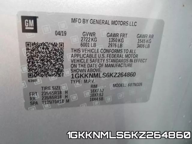 1GKKNMLS6KZ264860 фото 2
