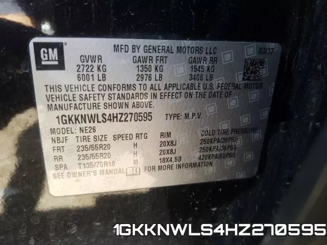 1GKKNWLS4HZ270595 фото 2