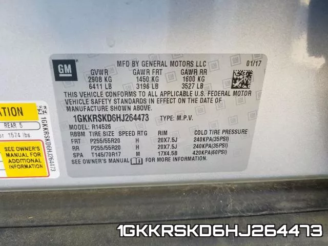 1GKKRSKD6HJ264473 фото 2