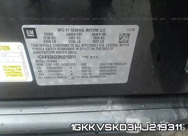 1GKKVSKD3HJ219311 фото 10