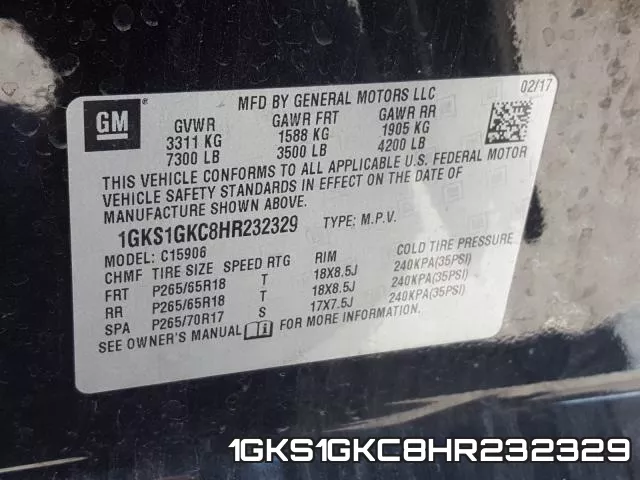 1GKS1GKC8HR232329 фото 2