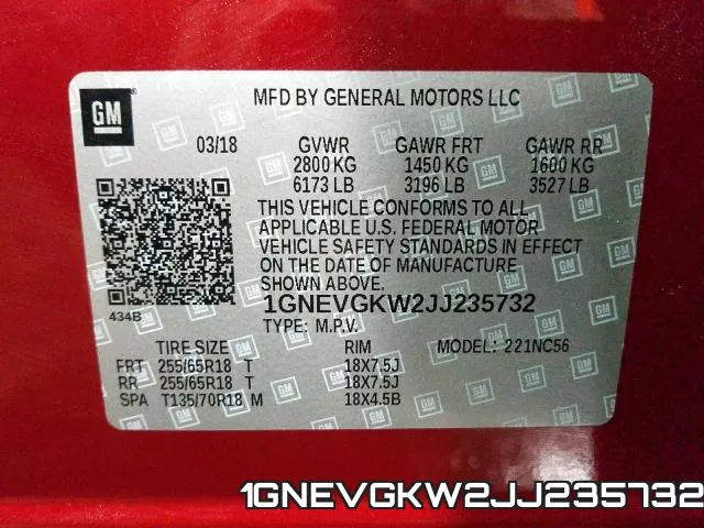 1GNEVGKW2JJ235732 фото 2