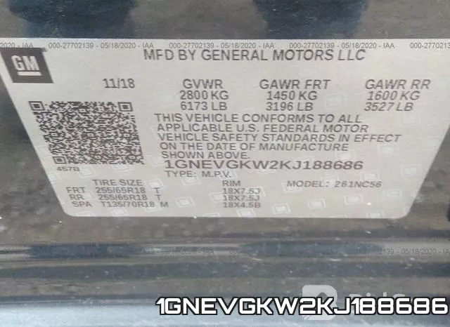 1GNEVGKW2KJ188686 фото 10