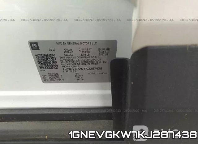 1GNEVGKW7KJ287438 фото 10