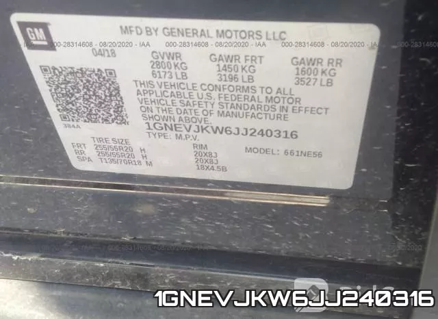 1GNEVJKW6JJ240316 фото 10