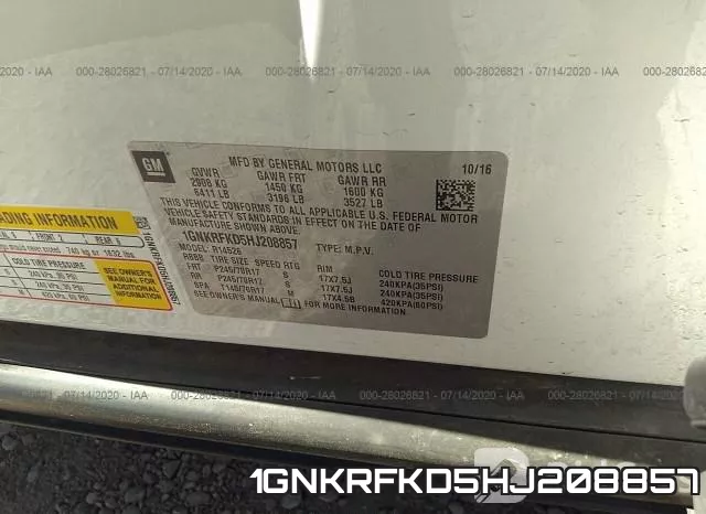 1GNKRFKD5HJ208857 фото 10