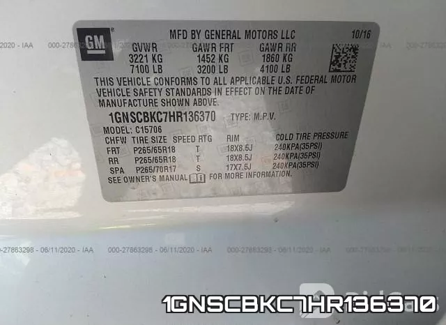 1GNSCBKC7HR136370 фото 10