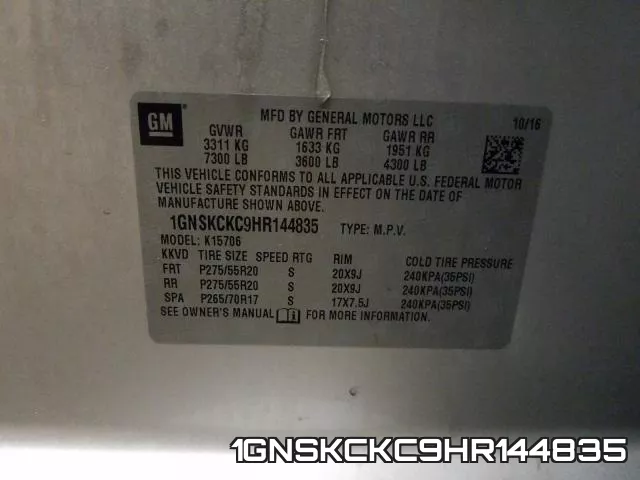 1GNSKCKC9HR144835 фото 2