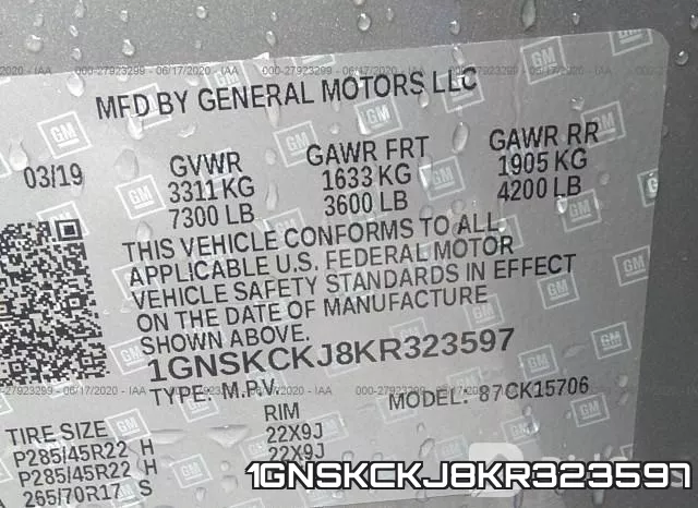 1GNSKCKJ8KR323597 фото 10