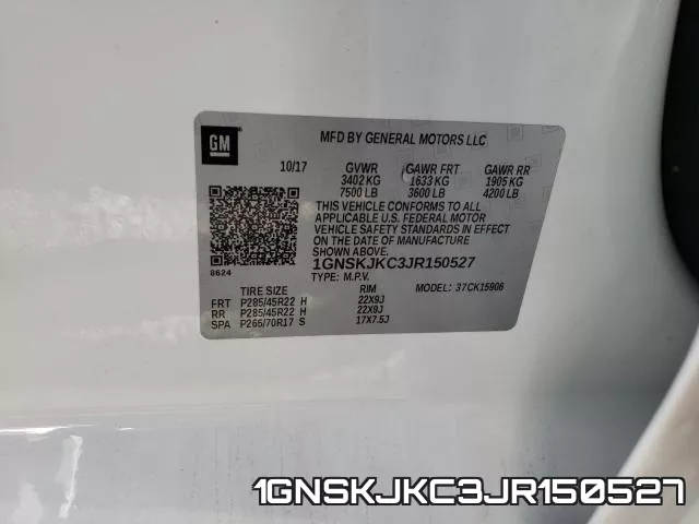1GNSKJKC3JR150527 фото 2