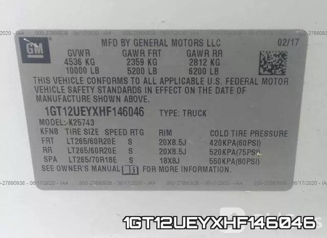 1GT12UEYXHF146046 фото 10