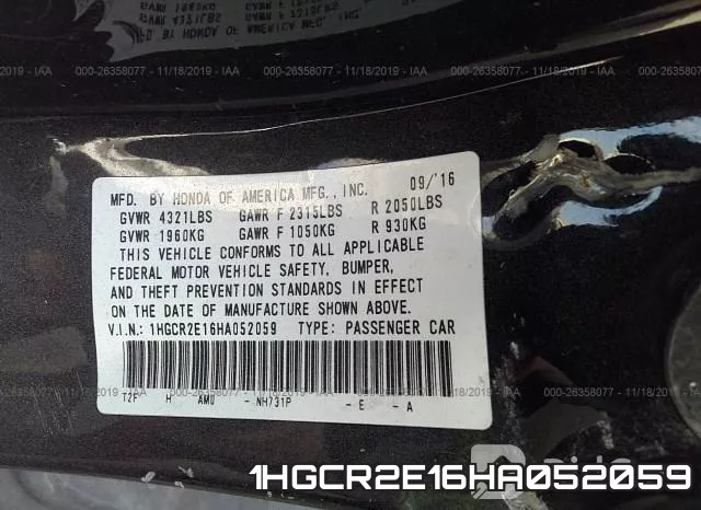1HGCR2E16HA052059 фото 10