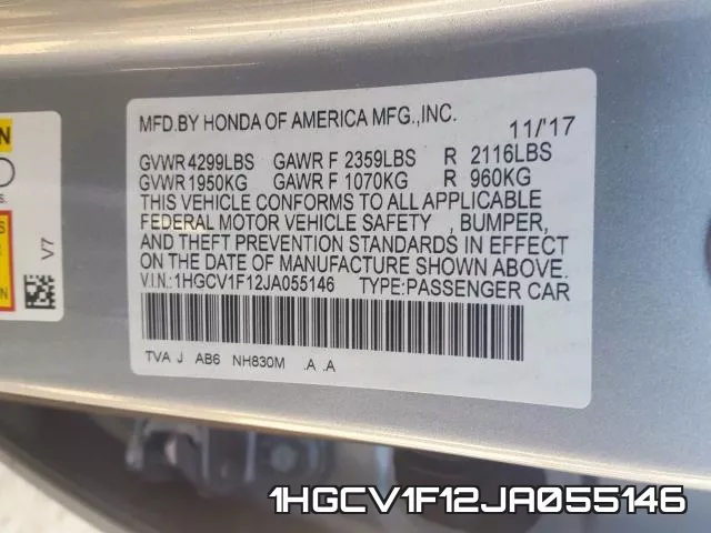 1HGCV1F12JA055146 фото 2