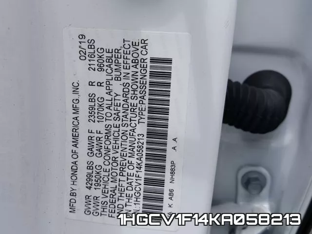 1HGCV1F14KA058213 фото 2