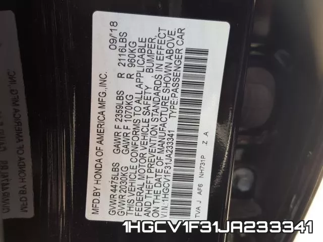 1HGCV1F31JA233341 фото 2