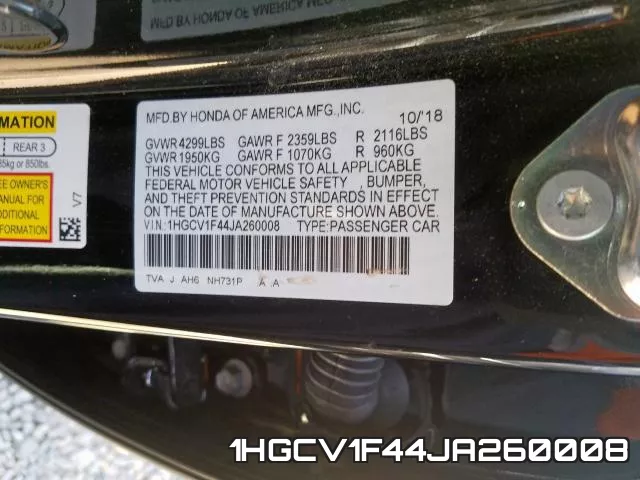 1HGCV1F44JA260008 фото 2