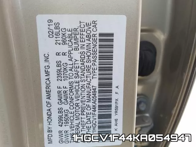 1HGCV1F44KA054947 фото 2