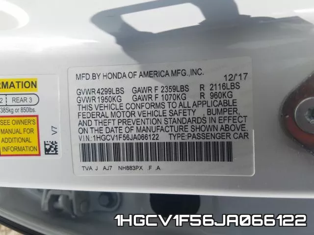 1HGCV1F56JA066122 фото 2