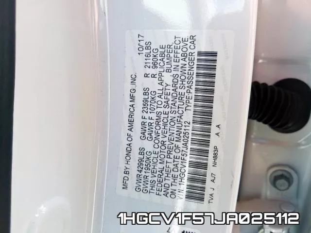 1HGCV1F57JA025112 фото 2