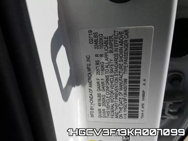 1HGCV3F13KA007099 фото 2