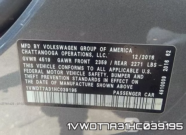 1VWDT7A31HC039195 фото 10