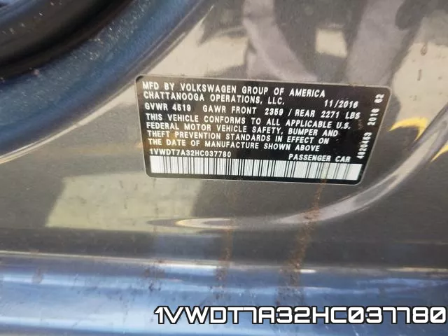 1VWDT7A32HC037780 фото 2