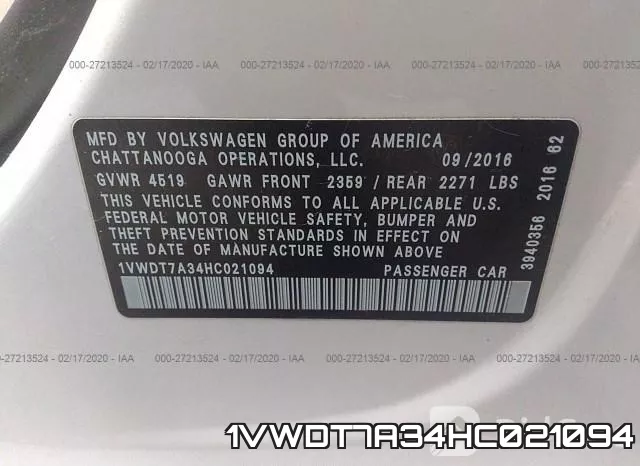 1VWDT7A34HC021094 фото 10