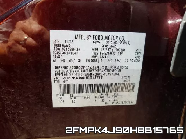 2FMPK4J90HBB15765 фото 2