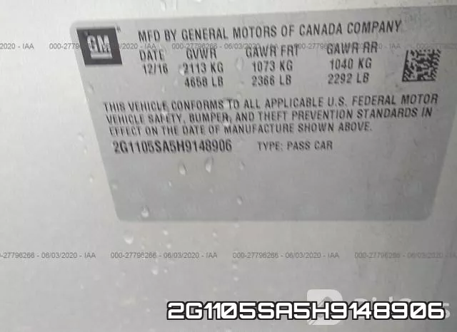 2G1105SA5H9148906 фото 10