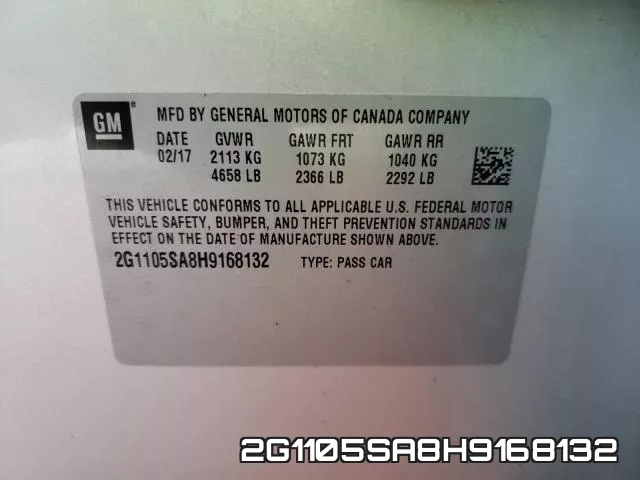 2G1105SA8H9168132 фото 2