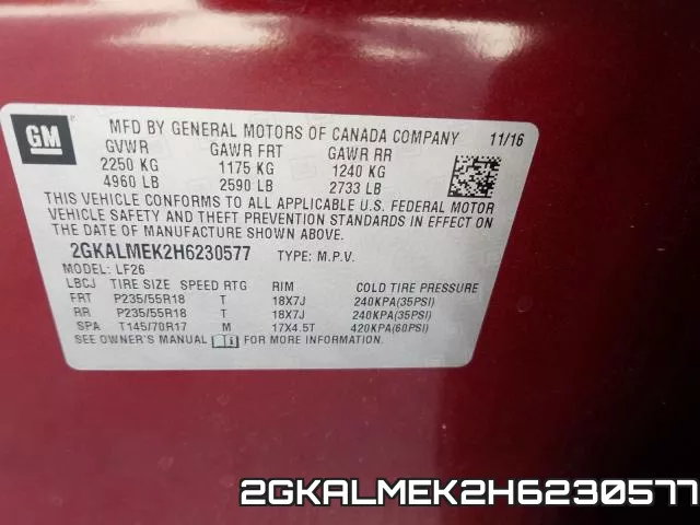 2GKALMEK2H6230577 фото 2