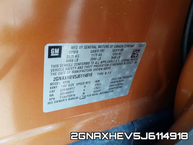 2GNAXHEV5J6114918 фото 2