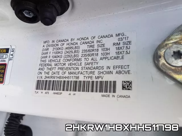 2HKRW1H8XHH511798 фото 2