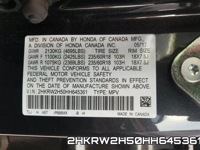 2HKRW2H50HH645361 фото 2
