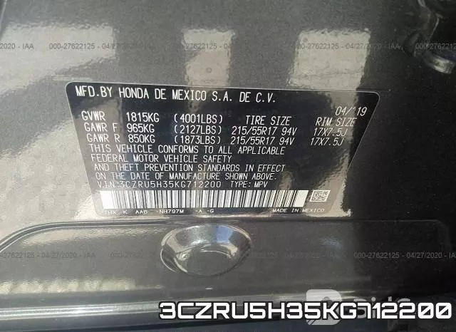 3CZRU5H35KG712200 фото 10