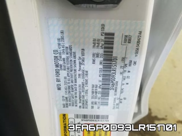 3FA6P0D93LR151701 фото 2
