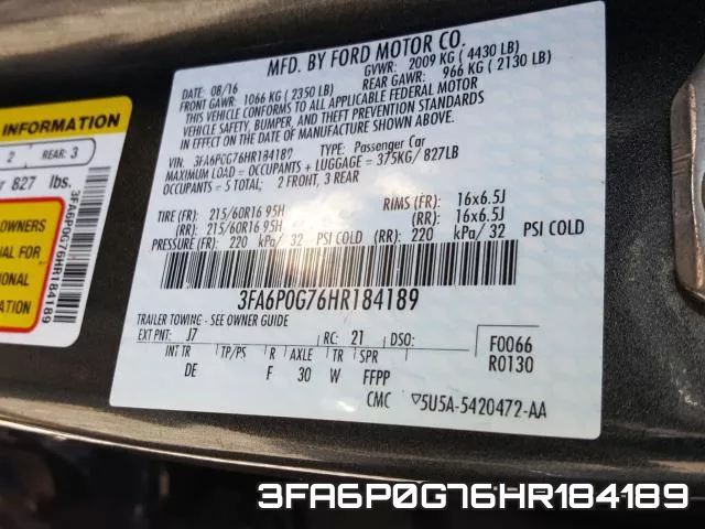 3FA6P0G76HR184189 фото 2