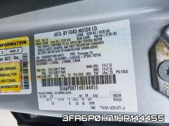 3FA6P0H71HR144455 фото 2