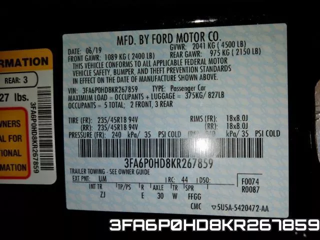 3FA6P0HD8KR267859 фото 2