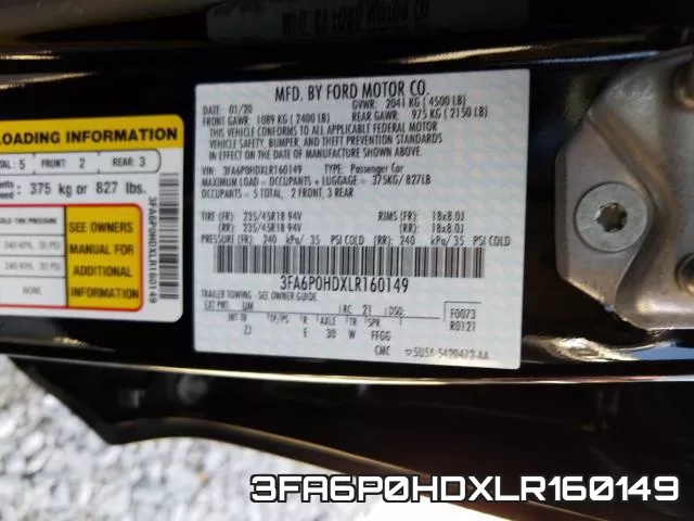 3FA6P0HDXLR160149 фото 2