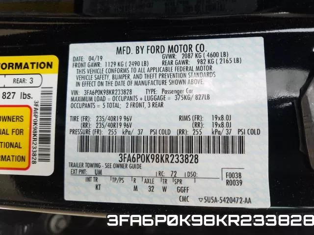 3FA6P0K98KR233828 фото 2